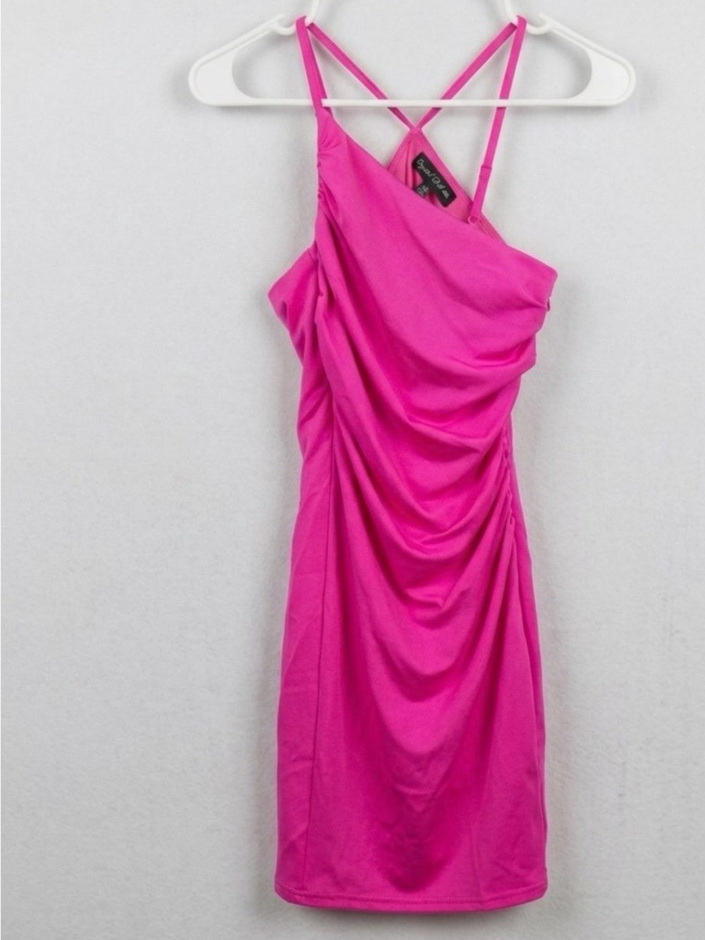 Crystal Doll Hot Pink Ruched Mini Dress - Size XS (Like New)